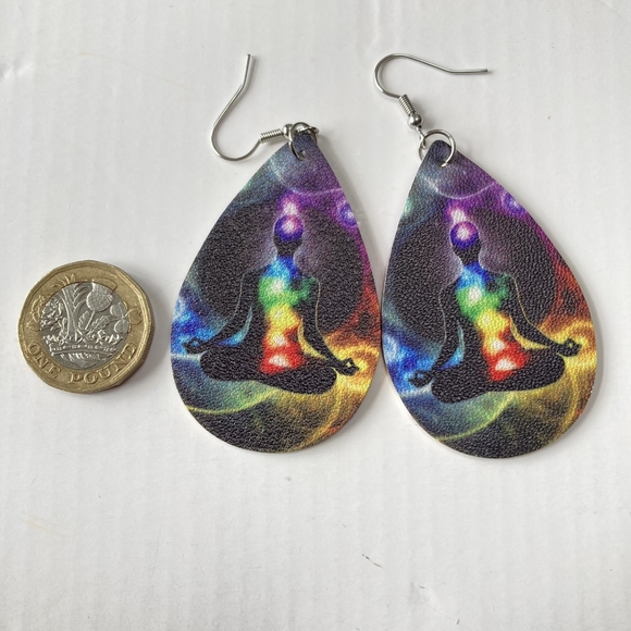 BNWT Yoga Chakra Meditation Teardrop Earrings - Serene and Spiritual - Picture 4 of 10